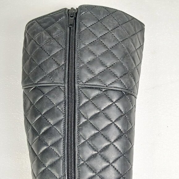 Delman Black Quilted Leather Knee-High StiletDeto Boots Women's 9 18" Shaft VGUC - Picture 14 of 16